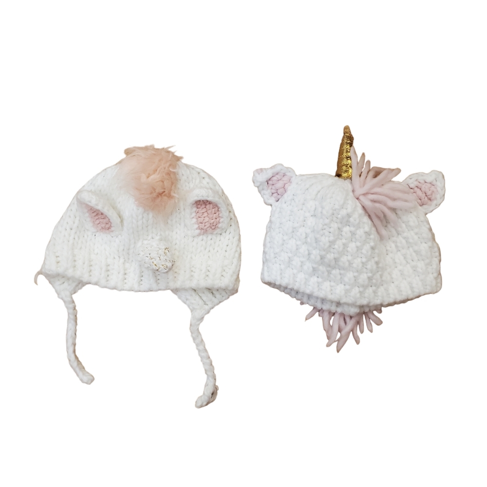 Infant Baby Unicorn Crochet Hats One Size Set‎ Of 2